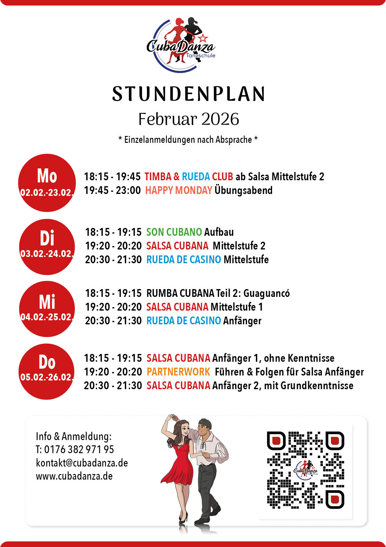 Stundenplan Tanzkurse 02.2026