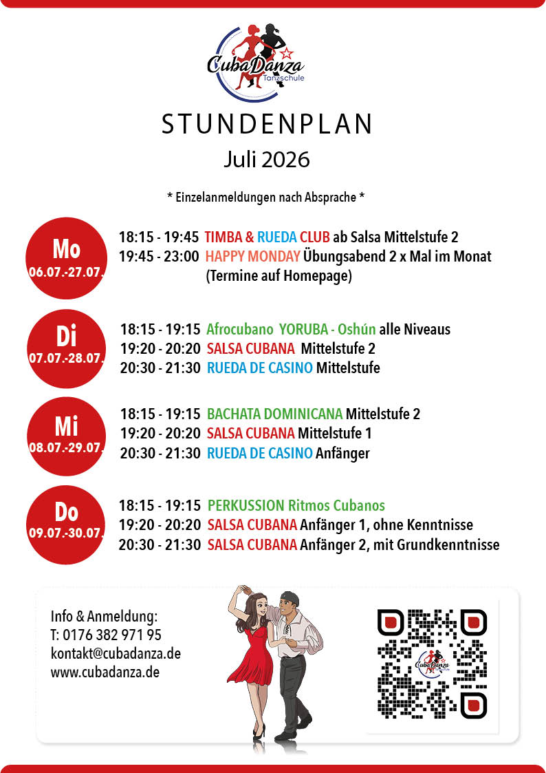 Stundenplan Juli 2026