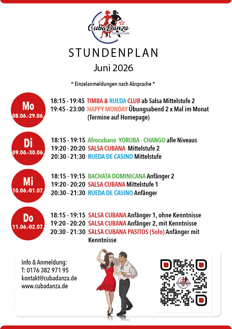 Tanzkurse Stundenplan 06.2026