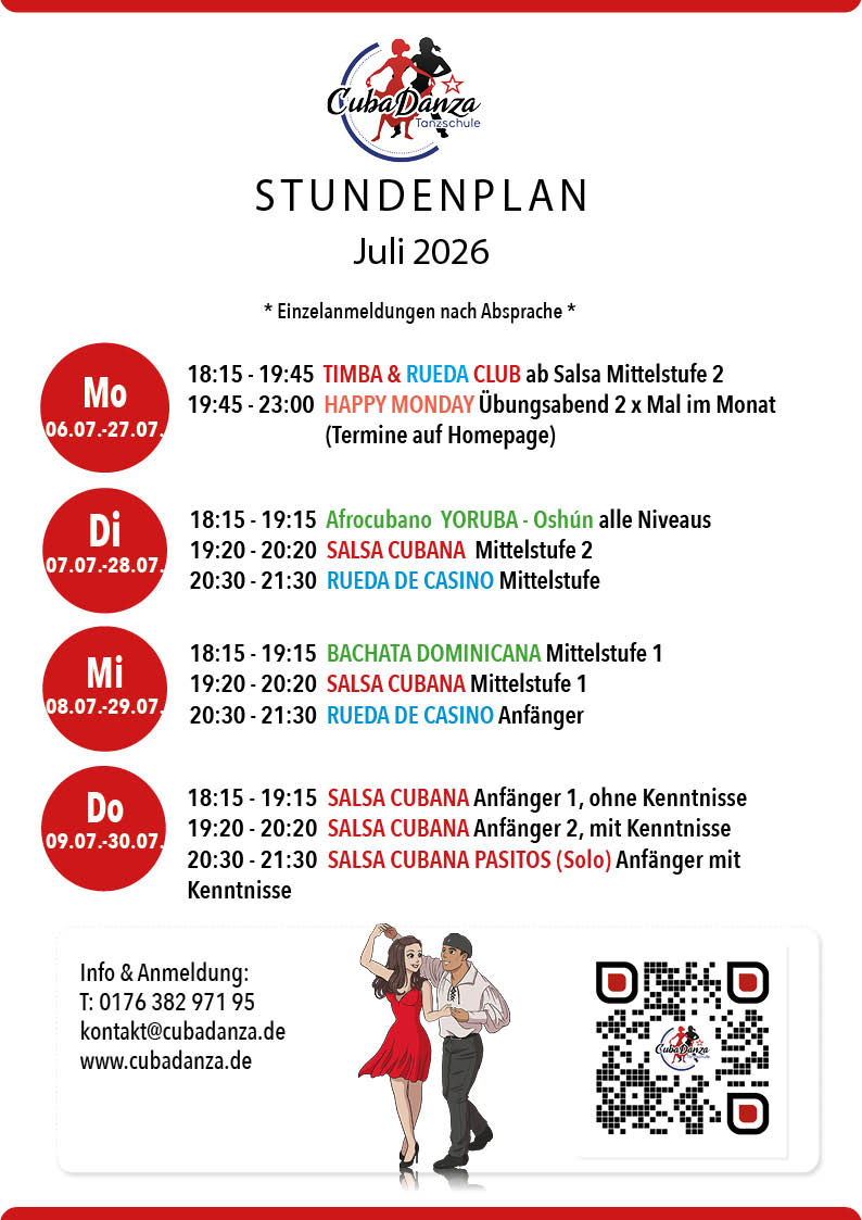 Stundenplan Tanzkurse 07.2026
